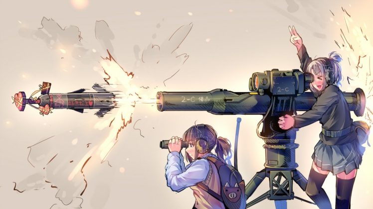 anime girls, Anime, Weapon HD Wallpaper Desktop Background