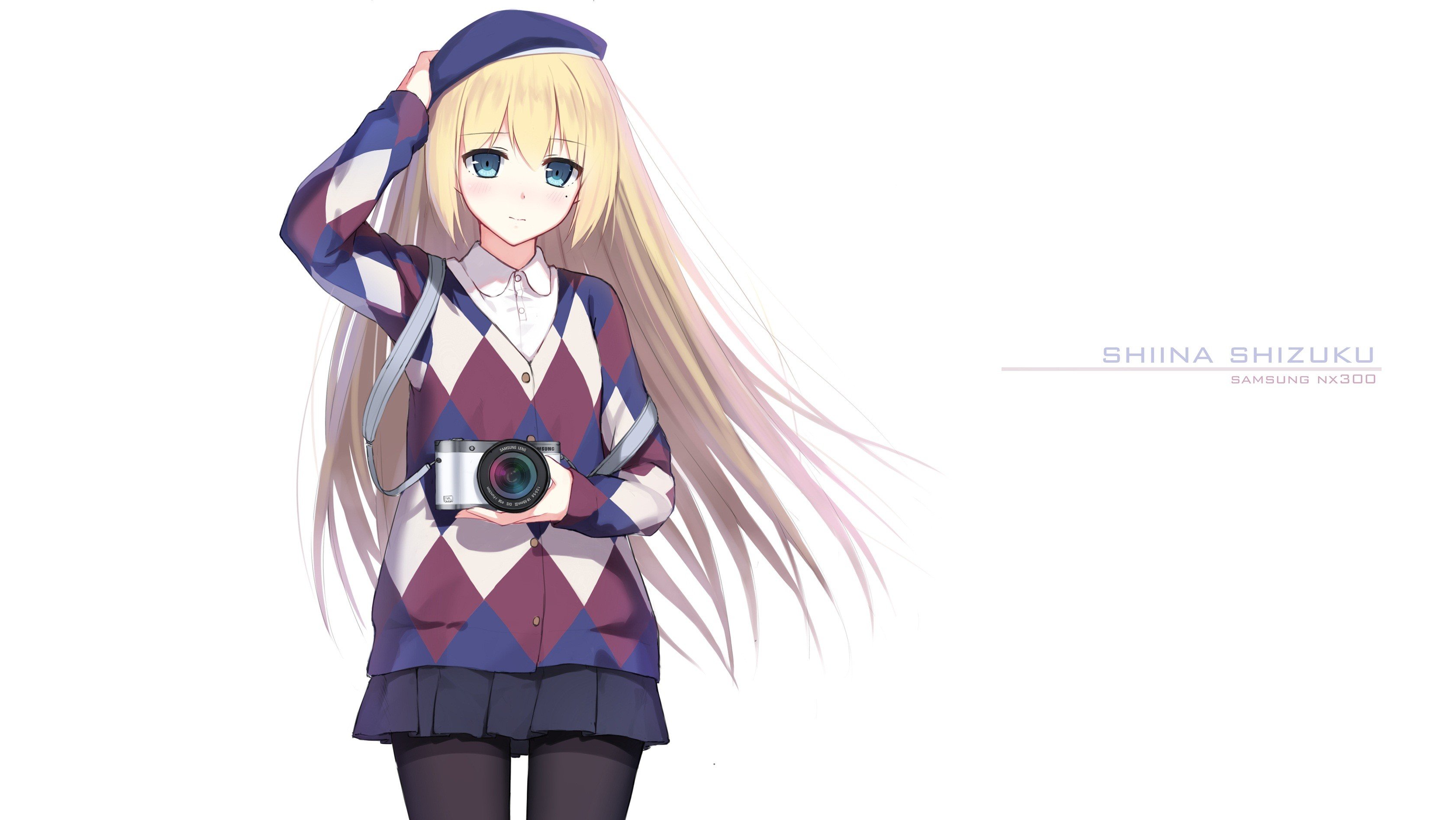 blonde, Shiina Shizuku, Anime girls, Camera, Samsung Wallpaper