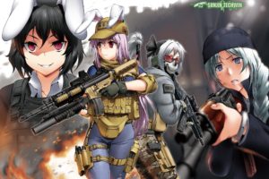 anime, Anime girls, Crossover, Call of Duty: Ghosts, Weapon, Bunny ears, Touhou