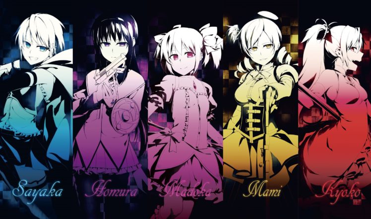 Mahou Shoujo Madoka Magica, Akemi Homura, Kaname Madoka, Miki Sayaka, Tomoe Mami, Sakura Kyouko HD Wallpaper Desktop Background