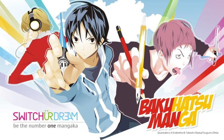 Bakuman, Anime boys, Moritaka Mashiro, Takagi Akito, Niizuma Eiji HD Wallpaper Desktop Background