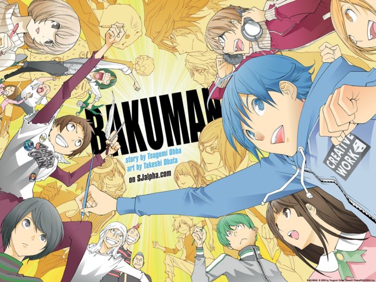 Bakuman, Moritaka Mashiro, Takagi Akito, Niizuma Eiji, Kazuya Hiramaru, Ko Aoki, Kaya Miyoshi, Anime HD Wallpaper Desktop Background