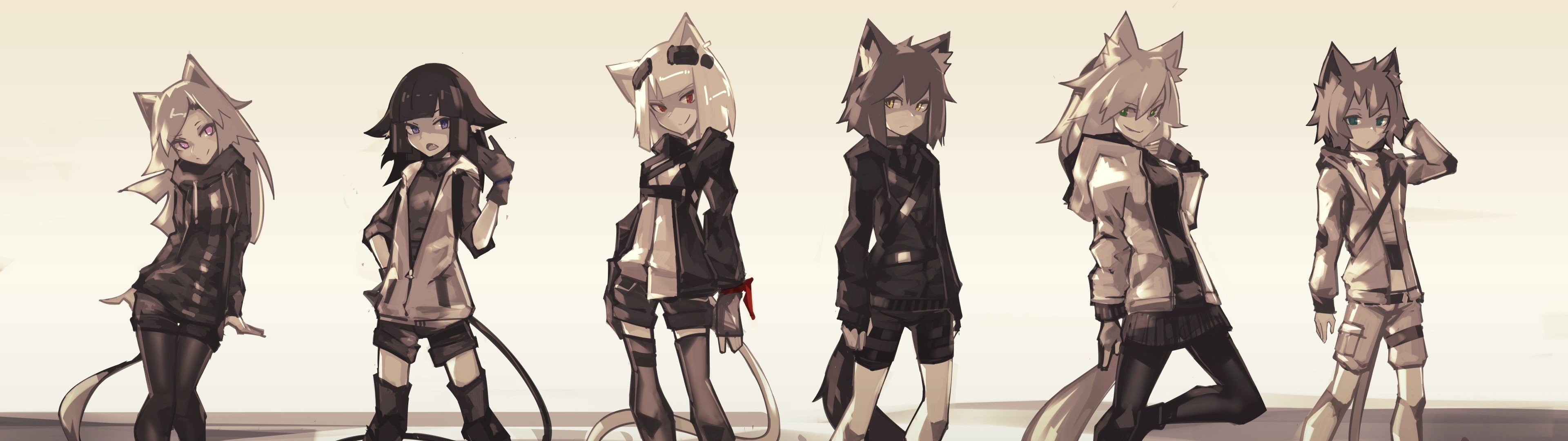 cat girl, Nekomimi, Animal ears, Tail Wallpaper