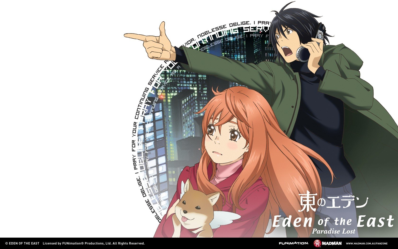 Higashi no Eden, Takizawa Akira, Morimi Saki, Anime Wallpaper