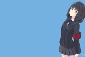 anime girls, Blue background