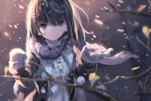 original characters, Anime girls, Winter