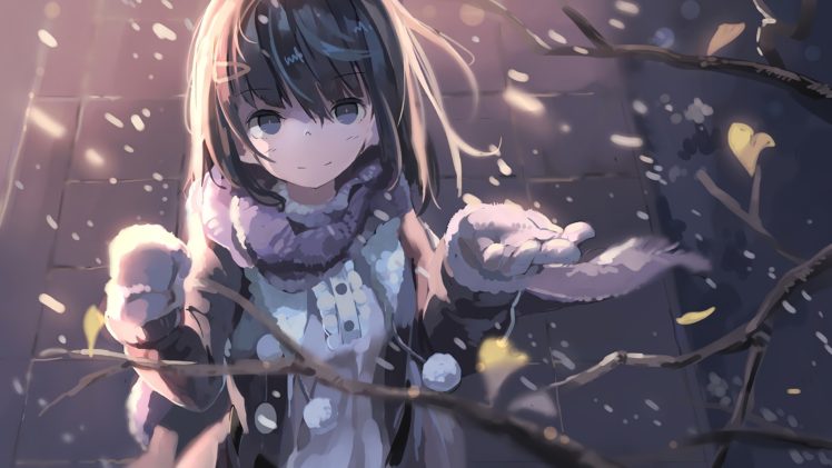 original characters, Anime girls, Winter HD Wallpaper Desktop Background