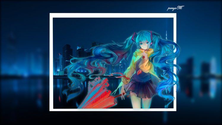 artwork, Anime girls, Hatsune Miku, City HD Wallpaper Desktop Background