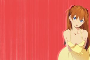 redhead, Blue eyes, Long hair, Anime, Anime girls, Neon Genesis Evangelion, Hair ornament, Simple background
