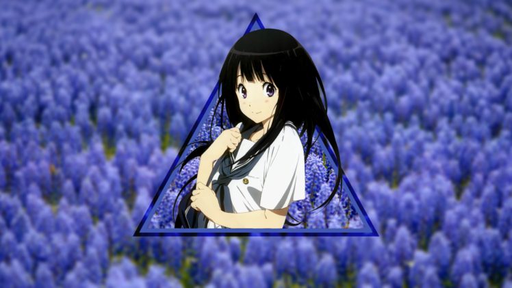 Hyouka, Blue flowers, Geometry, Shapes, Anime girls HD Wallpaper Desktop Background