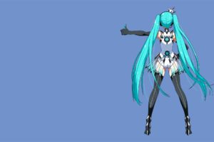 Hatsune Miku, Simple background, Blue background, Thigh highs, Leotard, Twintails, Crown, Elbow gloves, High heels, Goodsmile Racing, Race Queen Outfit, Vector art