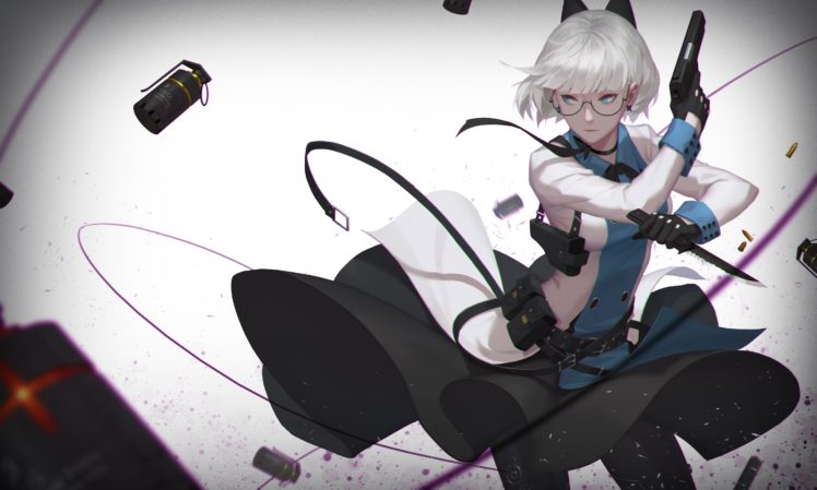 anime girls, Gun, Grenades HD Wallpaper Desktop Background