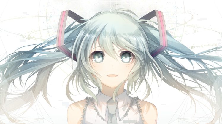 Vocaloid, Hatsune Miku, Aqua eyes, Aqua hair, Twintails HD Wallpaper Desktop Background