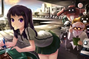 anime girls, Anime, Robot, School uniform, Machine