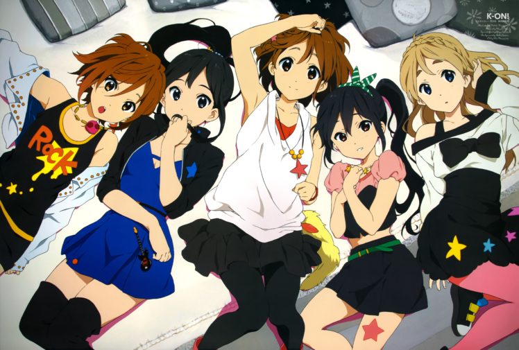 K ON!, Akiyama Mio, Hirasawa Yui, Kotobuki Tsumugi, Nakano Azusa, Tainaka Ritsu, Thigh highs HD Wallpaper Desktop Background