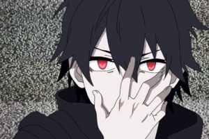 red eyes, Kagerou Project, Black clothing, Ombre Hair