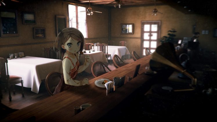 Kantoku, Cafeteria, Anime girls HD Wallpaper Desktop Background