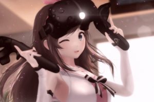 Kizuna Ai, Anime girls, 3D, VR Headset