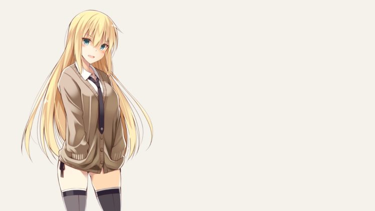 long hair, Anime girls, Thigh highs HD Wallpaper Desktop Background