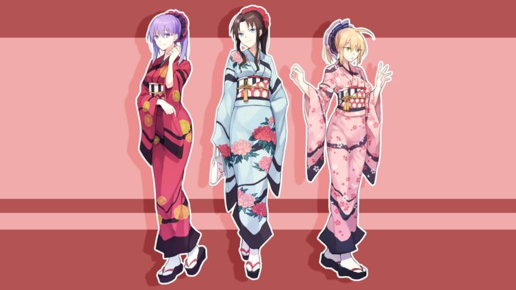 Fate Stay Night, Anime girls, Saber, Sakura Matou, Tohsaka Rin HD Wallpaper Desktop Background