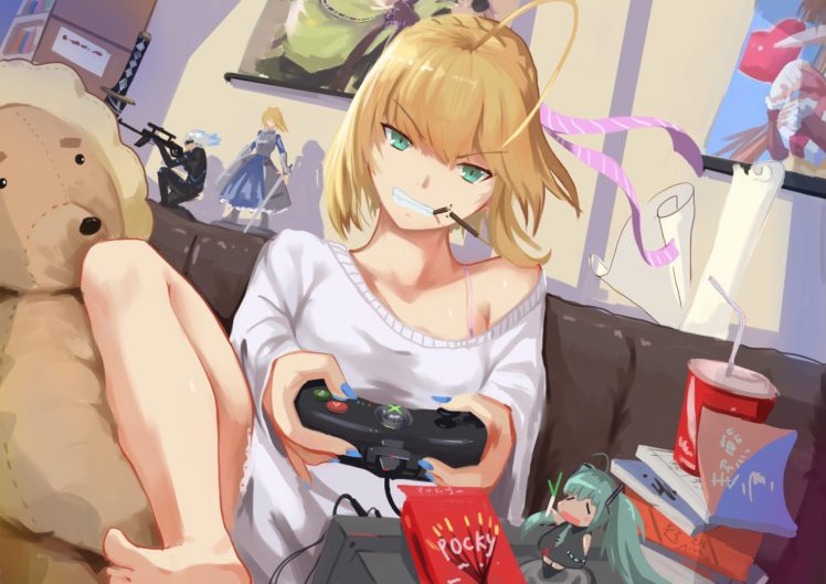 Fate Stay Night, Anime girls, Saber, Hatsune Miku, Saber Lily, Xbox 360 HD Wallpaper Desktop Background