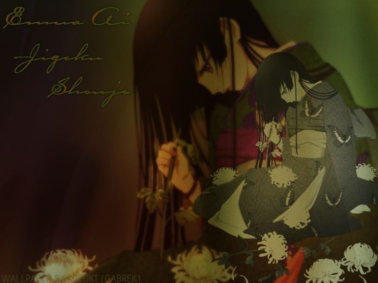 Enma Ai, Anime girls, Anime, Kimono, Flowers, Long hair, Butterfly HD Wallpaper Desktop Background