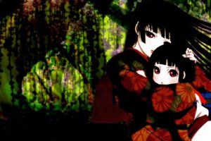 Enma Ai, Anime girls, Anime, Kimono, Children, Flowers