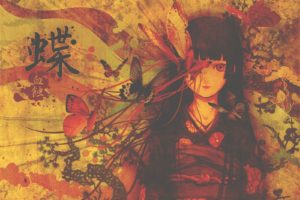 Enma Ai, Anime girls, Anime, Butterfly, Kimono