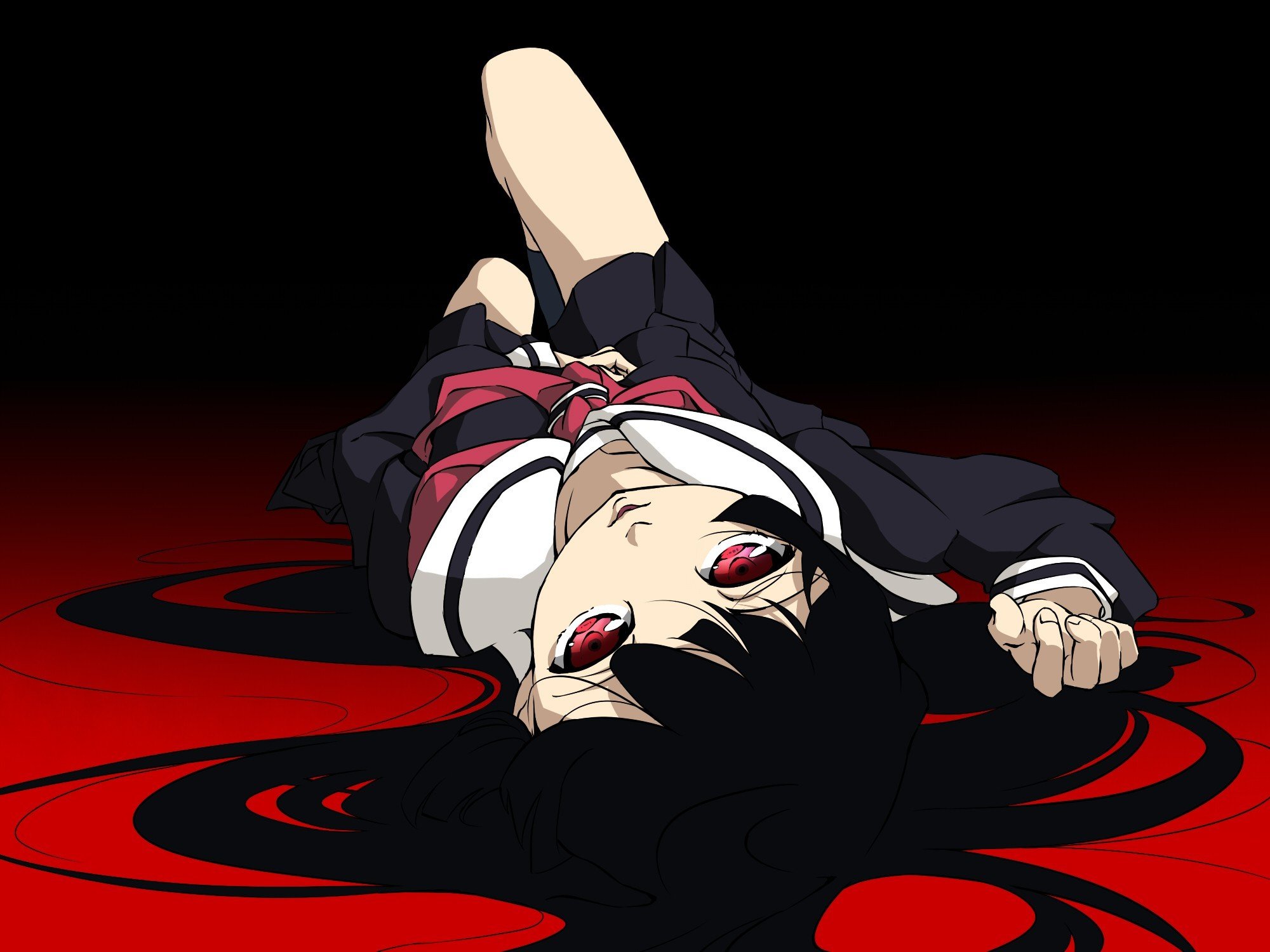 Enma Ai, Anime girls, Anime, Red, Kimono, Red eyes, Long hair Wallpaper