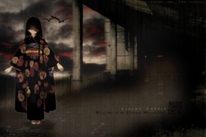 Enma Ai, Anime girls, Anime, Crow, Kimono, Dark eyes