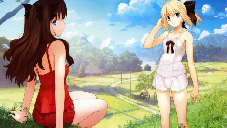 anime, Anime girls, Fate Series, Tohsaka Rin, Saber HD Wallpaper Desktop Background