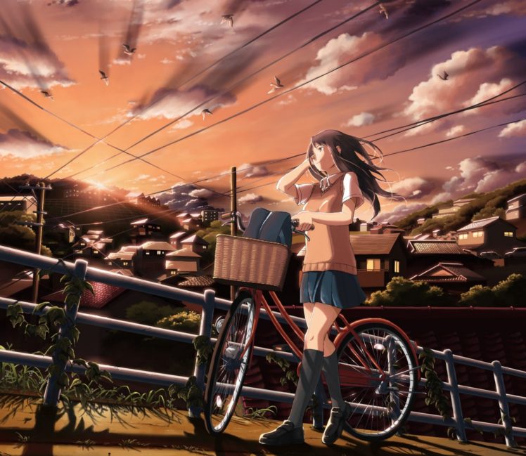 anime girls, School uniform, Original characters HD Wallpaper Desktop Background