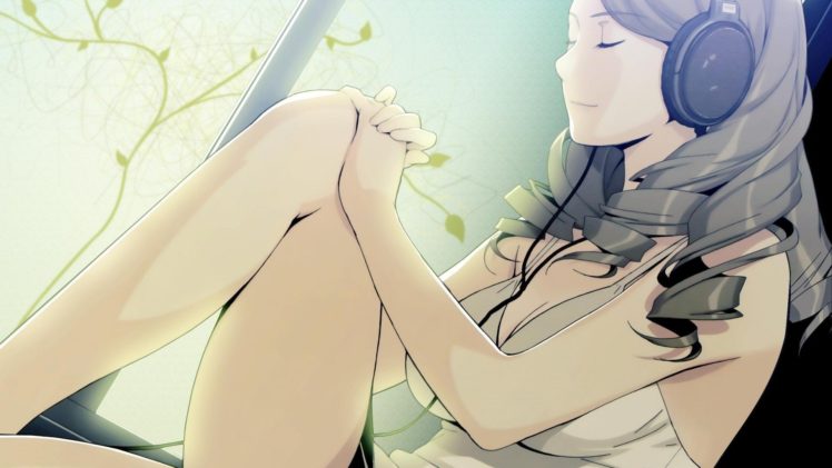 anime girls, Original characters, Closed eyes, Headphones HD Wallpaper Desktop Background