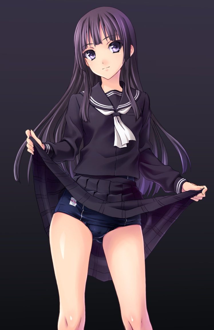anime, Anime girls, School uniform, Legs, School swimsuits, Original characters HD Wallpaper Desktop Background
