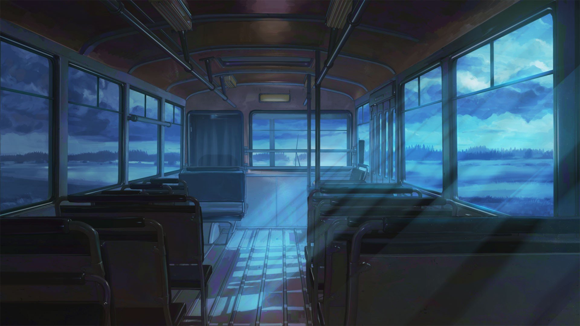train, Night, Clouds, ArseniXC, Town, Everlasting Summer, Visual novel