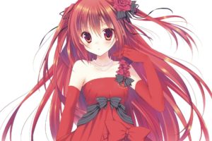 anime, Anime girls, Redhead, Red eyes, Original characters