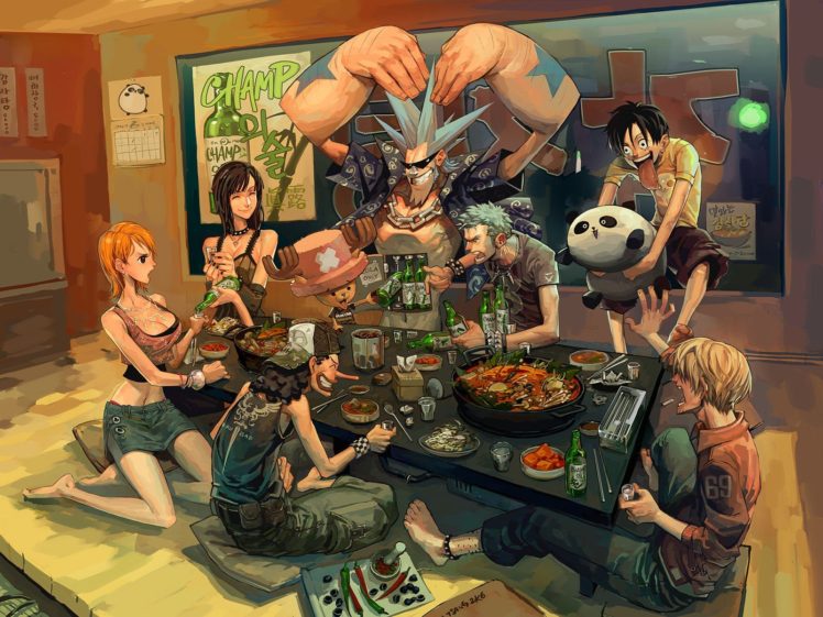 One Piece, Nami, Tony Tony Chopper, Nico Robin, Sanji, Artwork, Manga, Monkey D. Luffy, Roronoa Zoro, Usopp HD Wallpaper Desktop Background