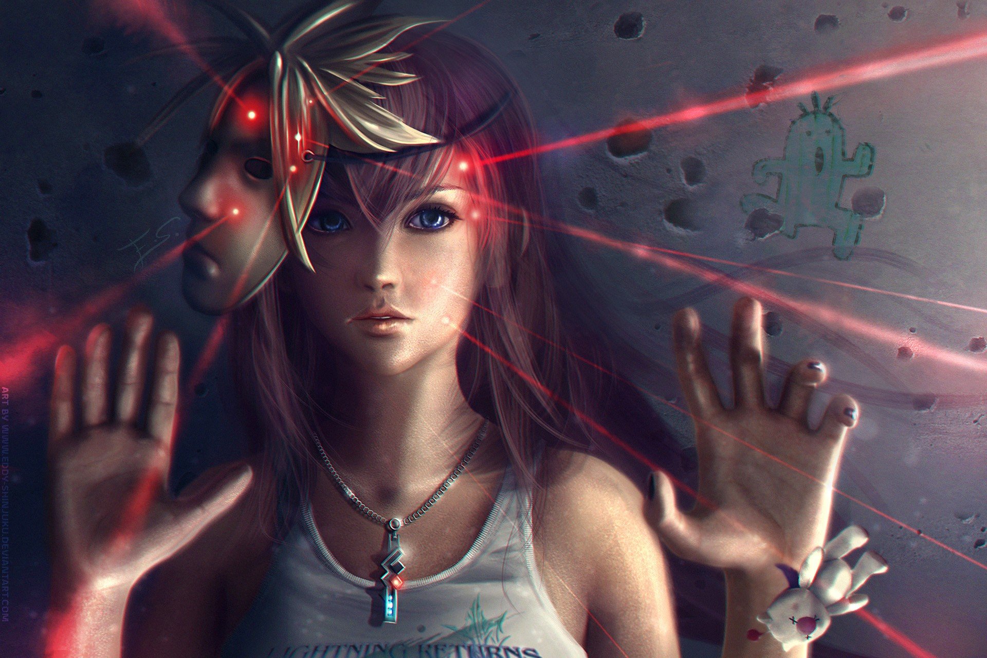 artwork, Women, Lasers, Pink hair, Final Fantasy XIII, Claire Farron Wallpaper