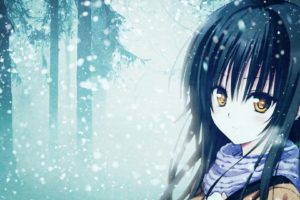 anime, Anime girls, Kotegawa Yui, To Love ru, Black hair, Yellow eyes, Snow