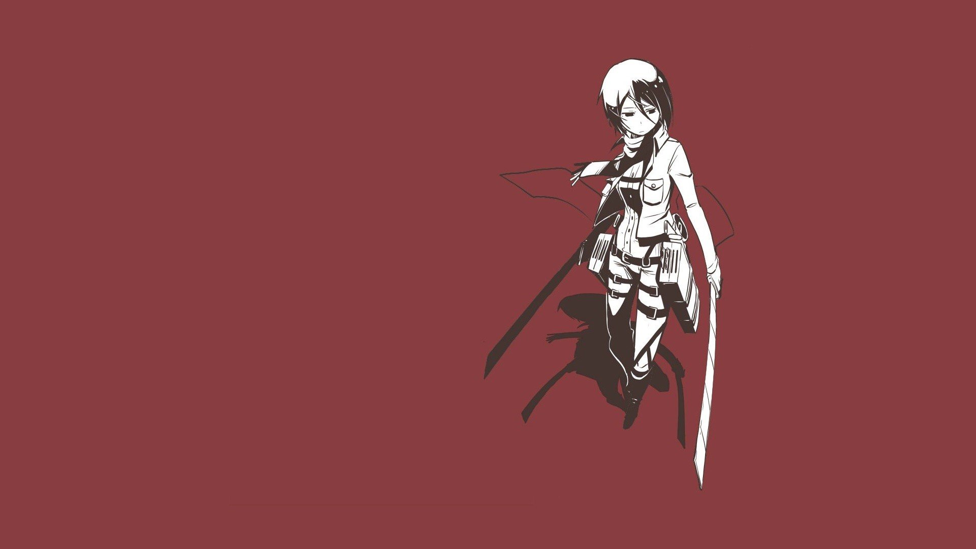 Shingeki no Kyojin, Mikasa Ackerman, Red, Simple background Wallpaper