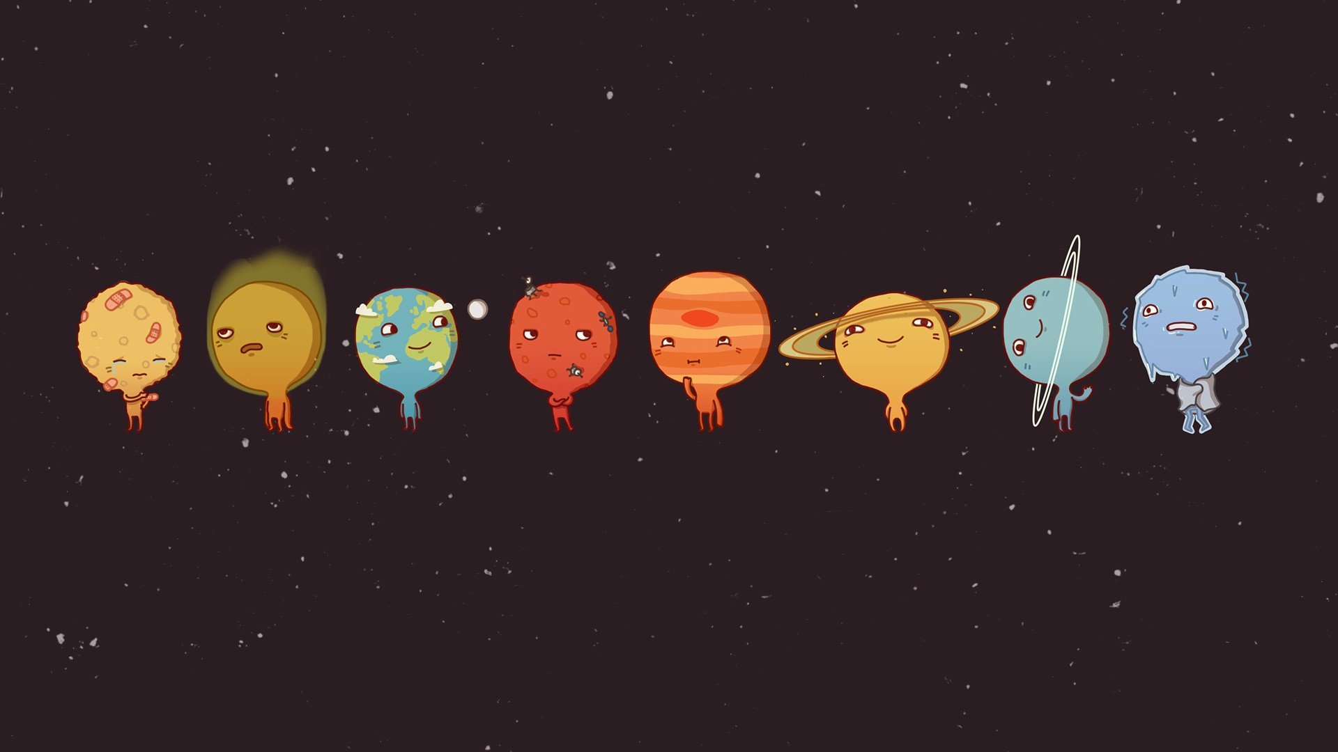 Solar System, Humor, Cartoon Wallpaper