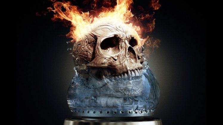 skull, Fire, Water HD Wallpaper Desktop Background