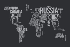 countries, Continents, Text, Map