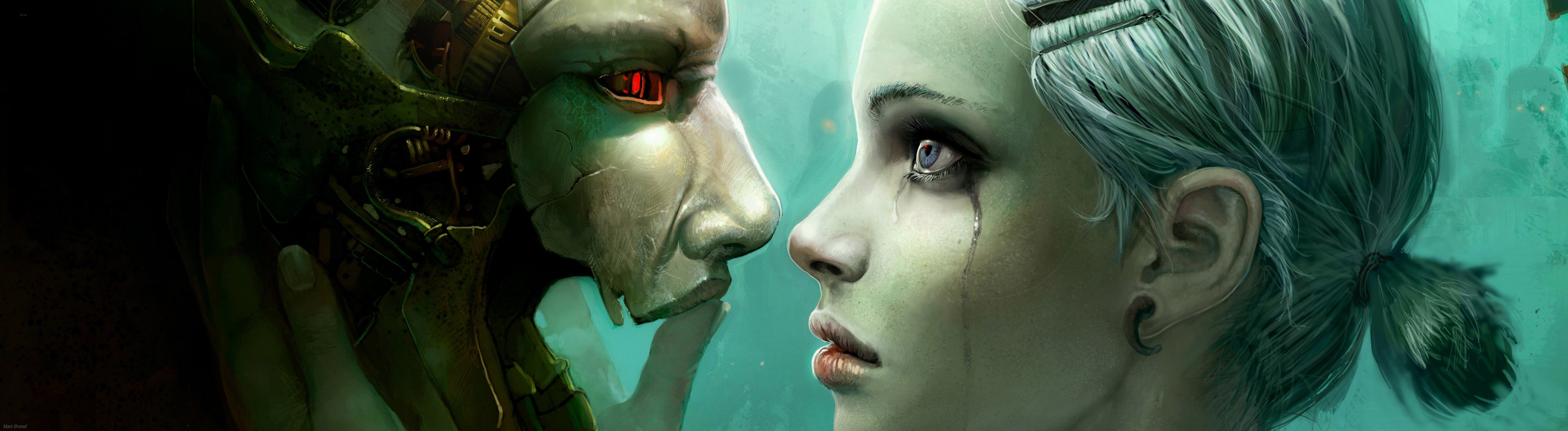 forbidden love, Crying, Androids, Cyborg, Futuristic Wallpaper