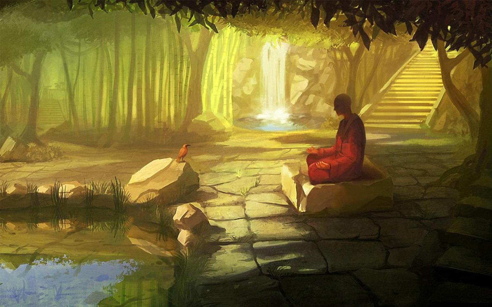 monks, Meditation Wallpaper