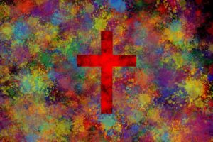 colorful, Cross, Paint splatter