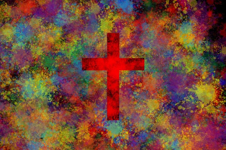 colorful, Cross, Paint splatter HD Wallpaper Desktop Background