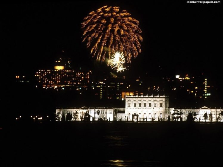 night, Istanbul, Fireworks HD Wallpaper Desktop Background