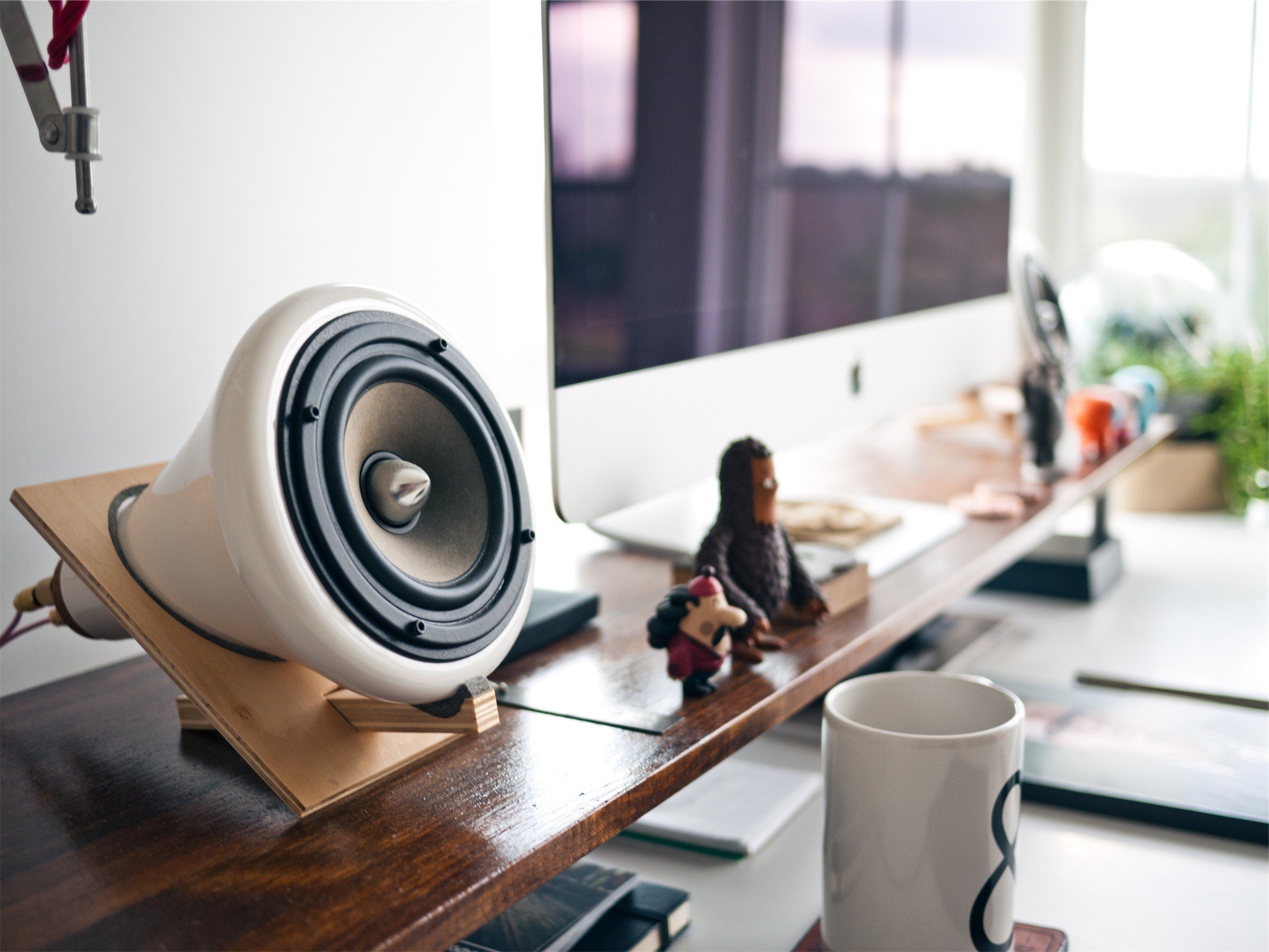 desk, Interior, Speakers, Computer Wallpaper