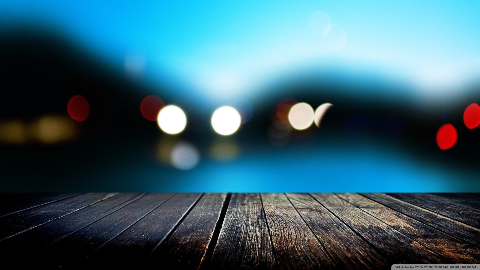 pier, Lights, Depth of field Wallpaper